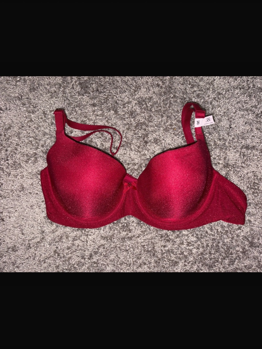 Red Shimmery Padded Underwire Bra